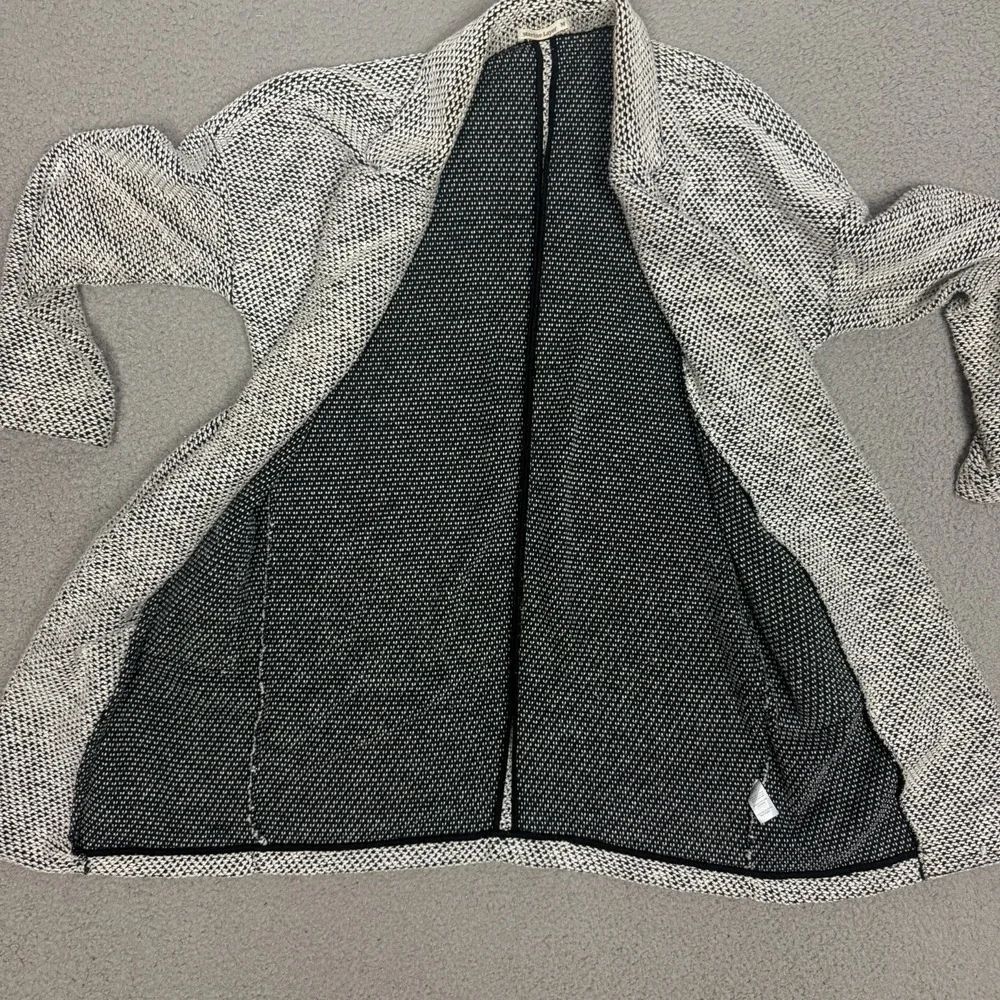 Marine Layer Birdseye Open Front Cardigan Womens Medium Long Textured Blue White